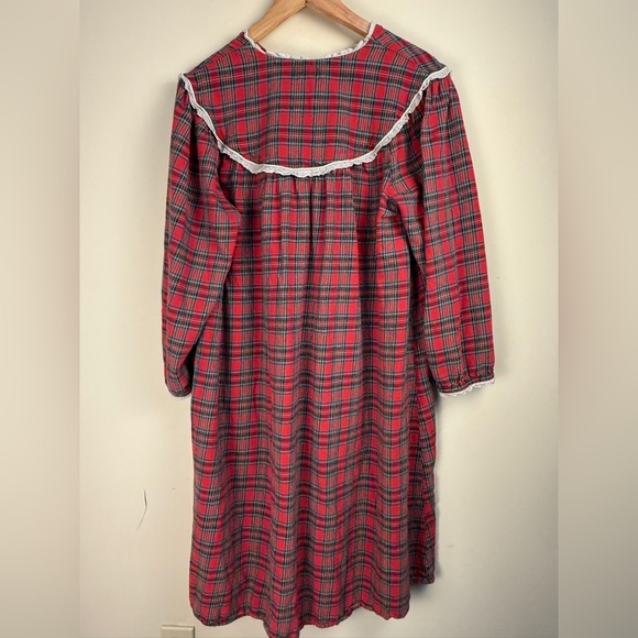 Lanz of Salzburg Red Classic Plaid Cotton Flannel Night Gown Pajama M SEE NOTES - Picture 2 of 11